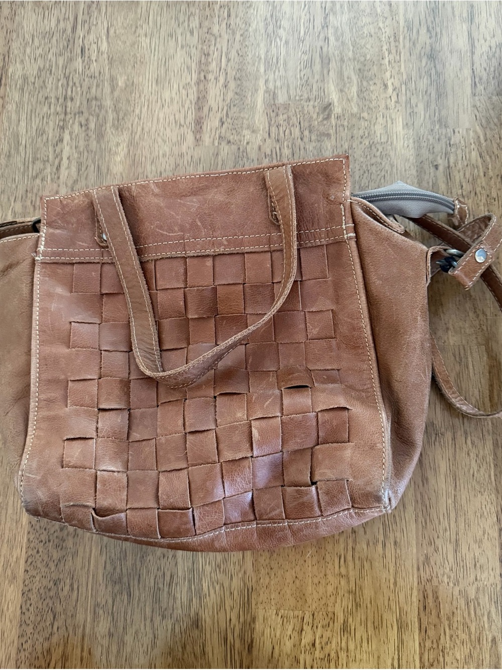 Myra Bag Women's Woven Leather Crossbody Bag - Brown